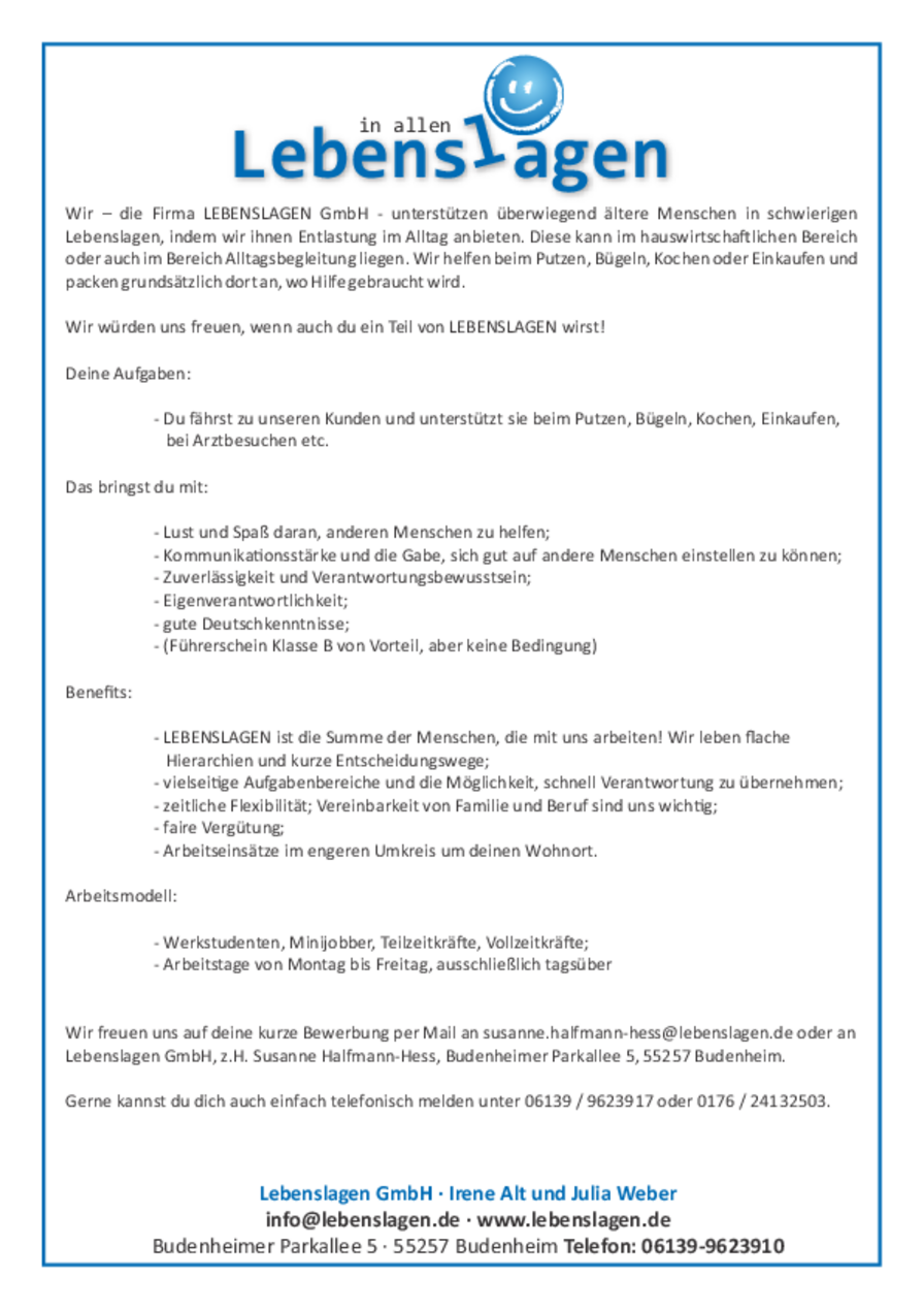 Stellenausschreibung zum Download